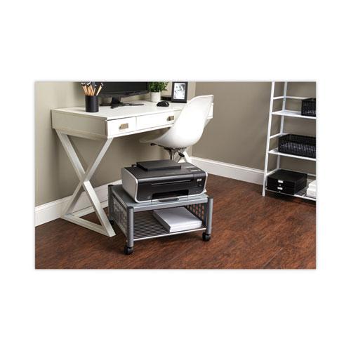 Underdesk Machine Stand, Metal, 2 Shelves, 90 lb Capacity, 21.5" x 17.88" x 11.5", Matte Gray. Picture 7