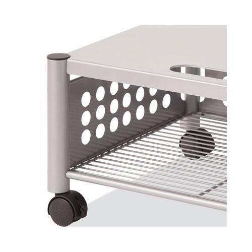 Underdesk Machine Stand, Metal, 2 Shelves, 90 lb Capacity, 21.5" x 17.88" x 11.5", Matte Gray. Picture 9