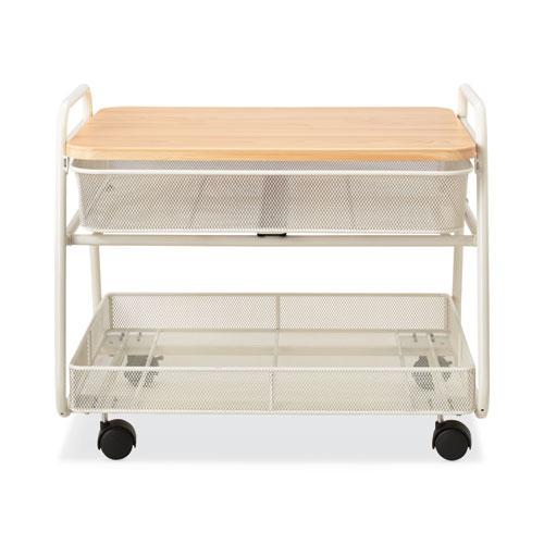 Onyx Under Desk Machine Stand, Metal, 1 Shelf, 1 Drawer, 1 Bin, 100 lb Capacity, 21" x 16" x 17.5", White. Picture 3