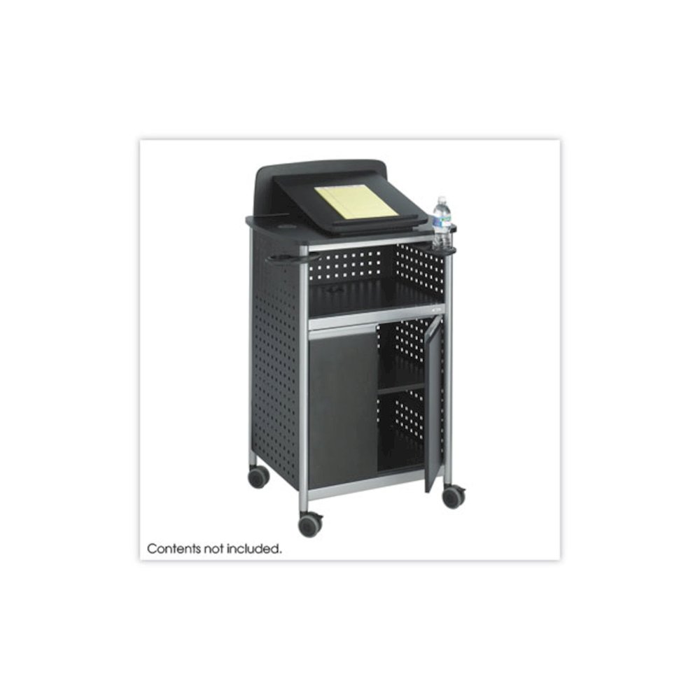 Scoot Multipurpose Mobile Lectern, 28.75 x 22 x 49.75, Black/Silver. Picture 2
