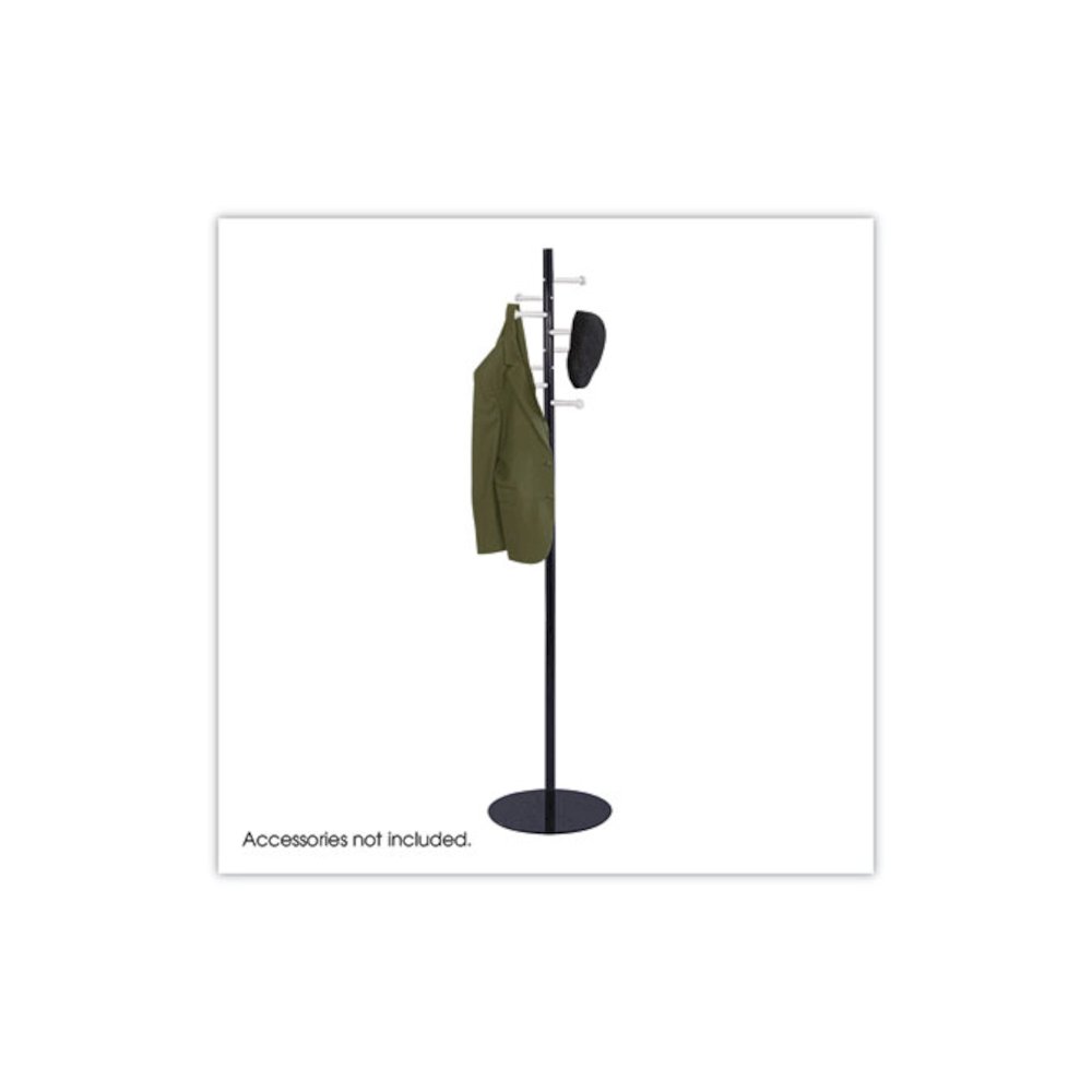 Spiral Nail Head Coat Rack, Eight Nail-Head Hooks, 15w x 15d x 67h, Black/Silver. Picture 2