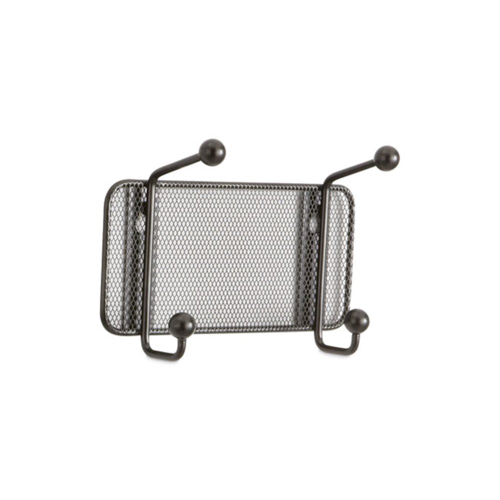 Onyx Mesh Wall Racks, 2-Hook, 8.5w x 3d x 5.5h, Black. Picture 2