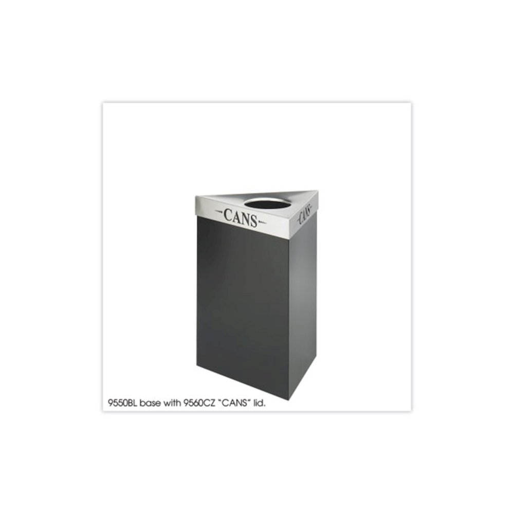 Trifecta Waste Receptacle, 26" High Base, 15 gal, Steel, Black. Picture 2