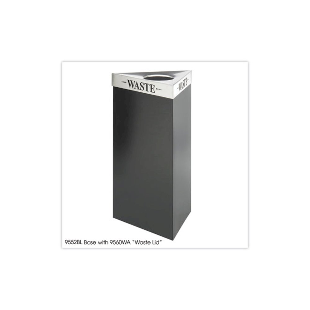 Trifecta Waste Receptacle, 34" High Base, 19 gal, Steel, Black. Picture 2
