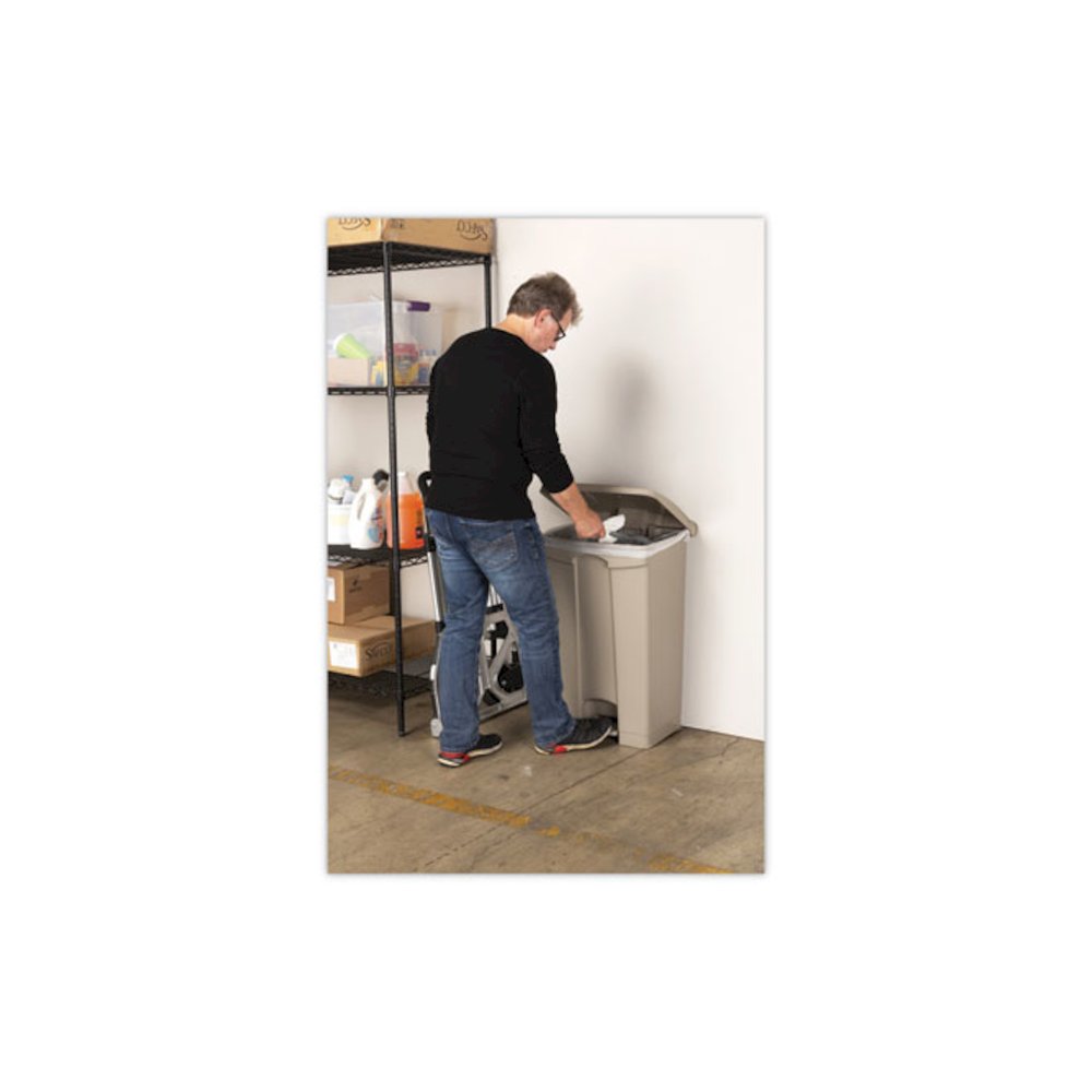 Large Capacity Plastic Step-On Receptacle, 23 gal, Plastic, Tan. Picture 4