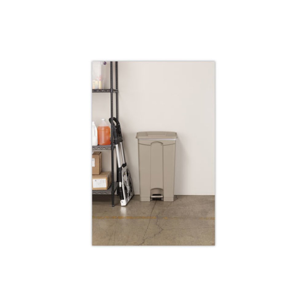 Large Capacity Plastic Step-On Receptacle, 23 gal, Plastic, Tan. Picture 5