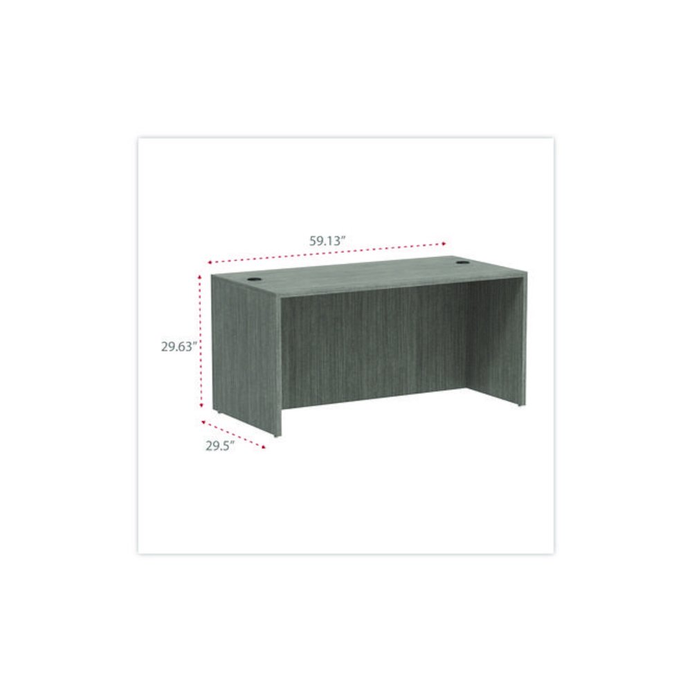 Alera Valencia Series Straight Front Desk Shell, 59.13" x 29.5" x 29.63", Gray. Picture 2