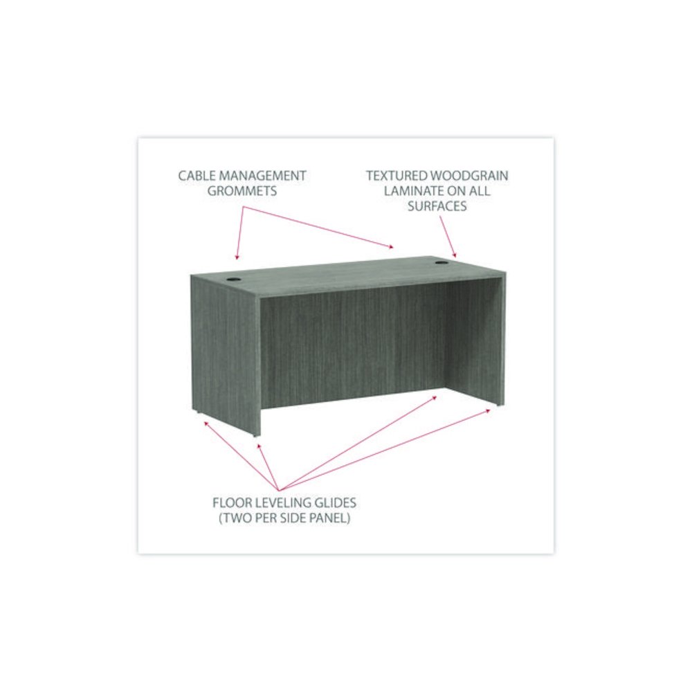 Alera Valencia Series Straight Front Desk Shell, 59.13" x 29.5" x 29.63", Gray. Picture 4