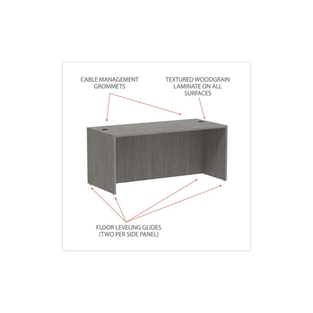 Alera Valencia Series Straight Front Desk Shell, 65" x 29.5" x 29.63", Gray. Picture 3