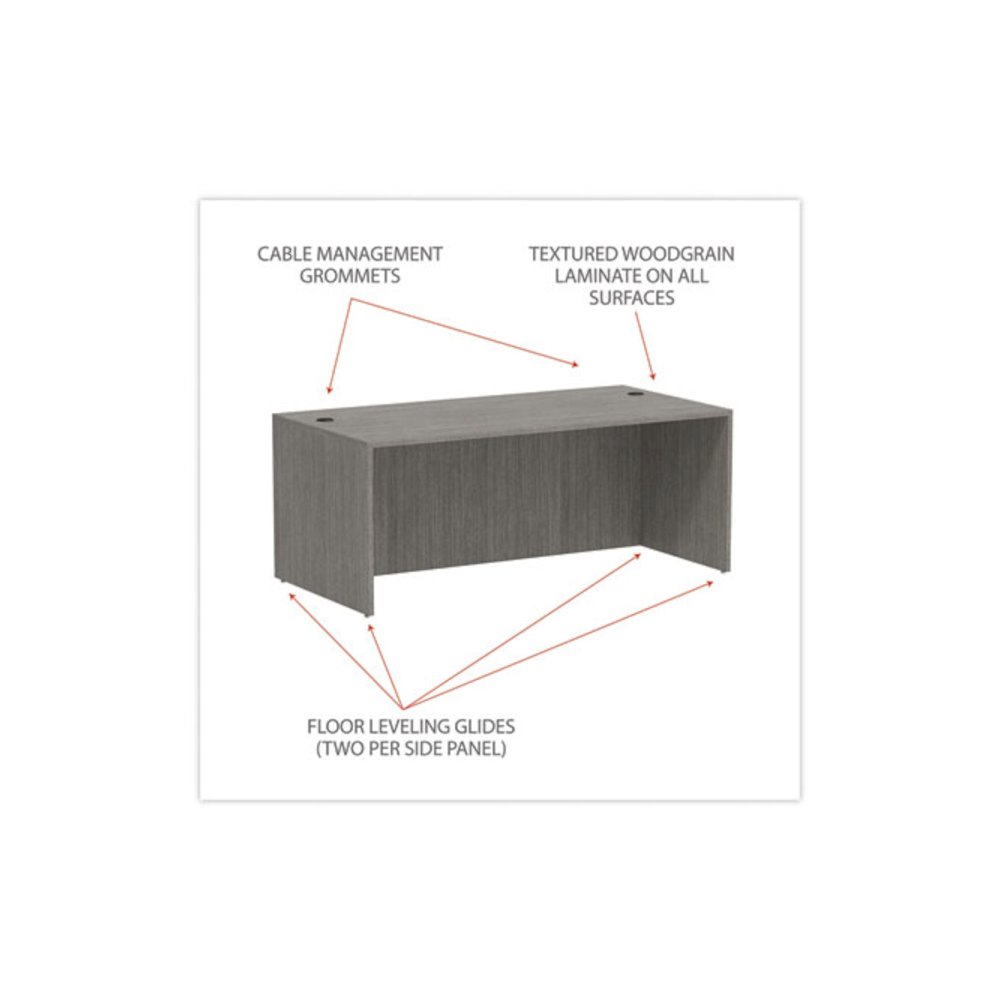 Alera Valencia Series Straight Front Desk Shell, 71" x 35.5" x 29.63", Gray. Picture 4