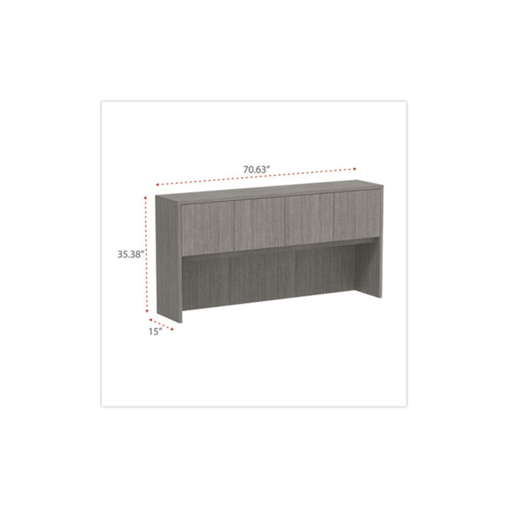 Alera Valencia Series Hutch with Doors, 4 Compartments, 70.63w x 15d x 35.38h, Gray. Picture 2