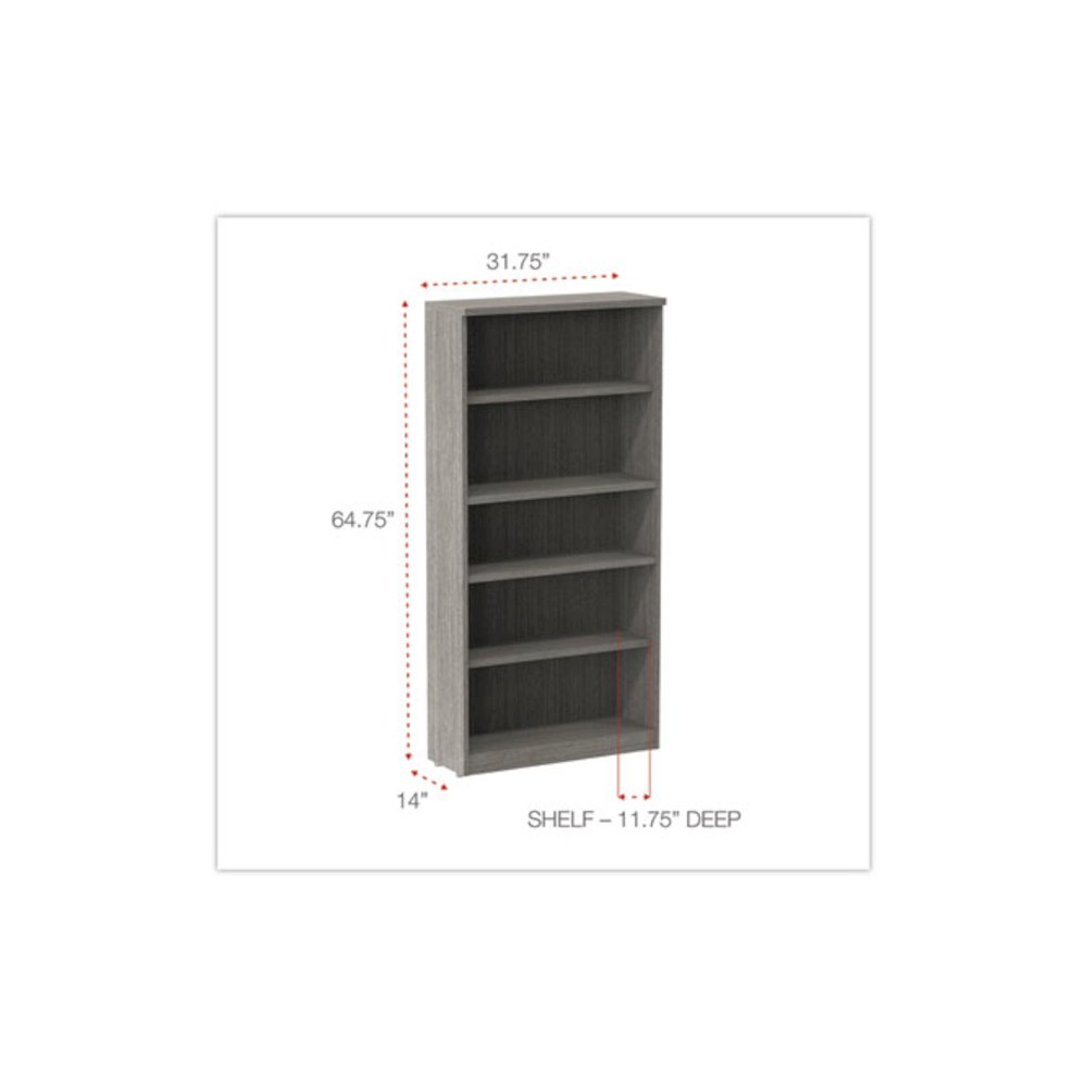 Alera Valencia Series Bookcase, Five-Shelf, 31.75w x 14d x 64.75h, Gray. Picture 2