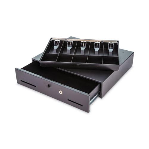 Metal Cash Drawer, Coin/Cash, 10 Compartments, 16 x 11.25 x 2.25, Black. Picture 2