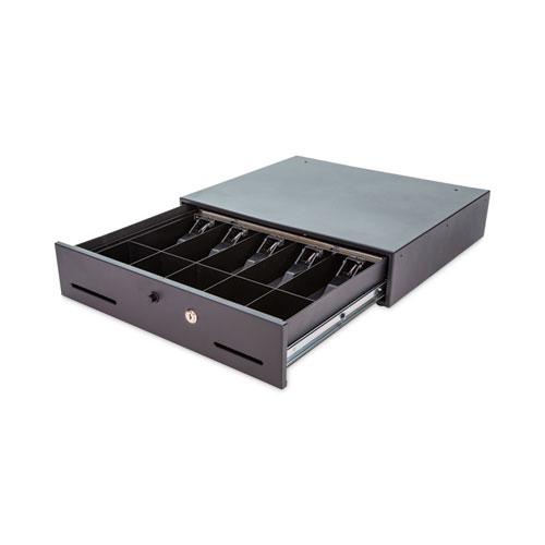 Metal Cash Drawer, Coin/Cash, 10 Compartments, 16 x 11.25 x 2.25, Black. Picture 3