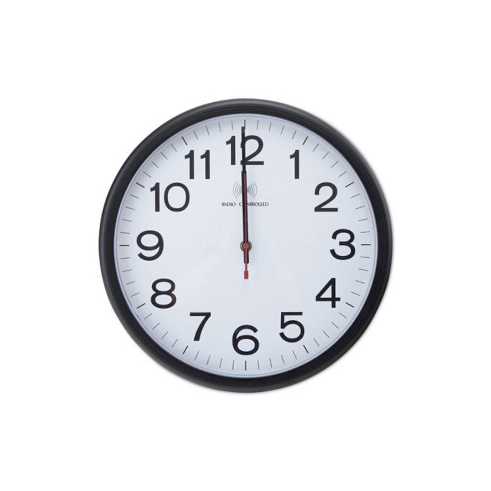 Deluxe 13 1/2" Indoor/Outdoor Atomic Clock, 13.5" Overall Diameter, Black Case, 1 AA (sold separately). Picture 1