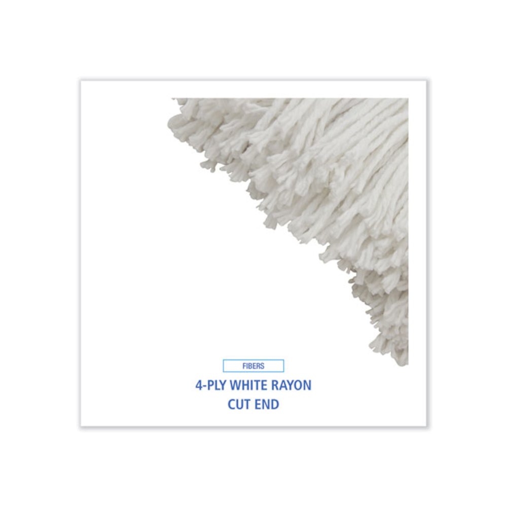 Cut-End Lie-Flat Wet Mop Head, Rayon, 24 oz, White. Picture 4