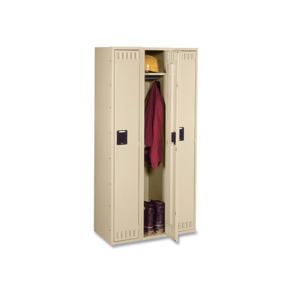 Single-Tier Locker, Three Lockers with Hat Shelves and Coat Rods, 36w x 18d x 72h, Sand. Picture 2