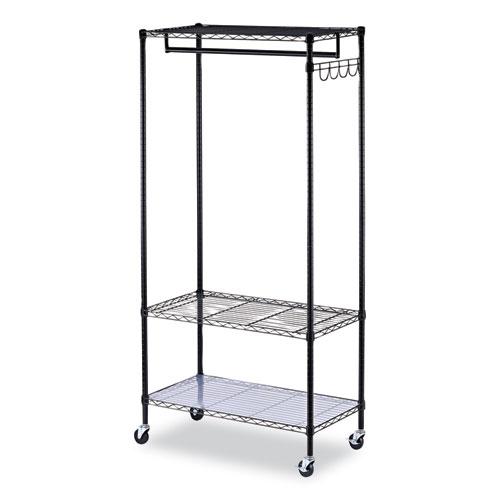 Wire Shelving Garment Rack, 30 Garments, 36w x 18d x 75h, Black. Picture 1