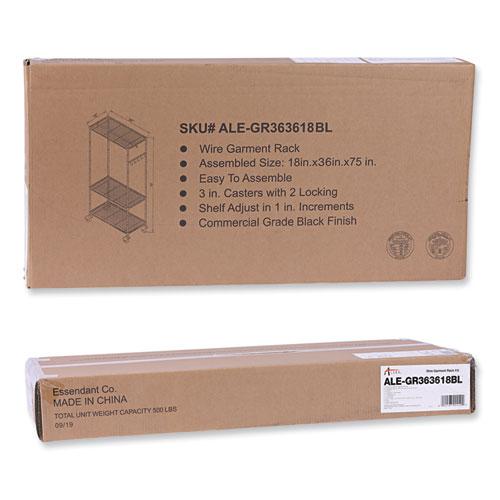 Wire Shelving Garment Rack, 30 Garments, 36w x 18d x 75h, Black. Picture 7