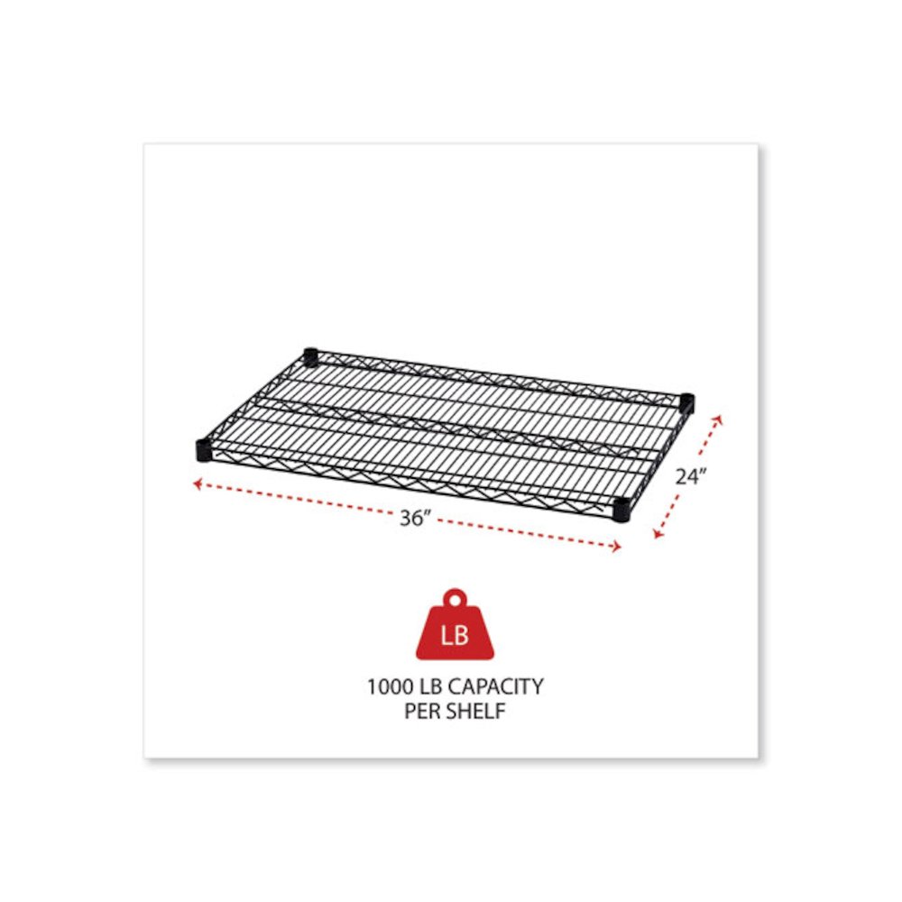 Industrial Wire Shelving Extra Wire Shelves, 36w x 24d, Black, 2 Shelves/Carton. Picture 2