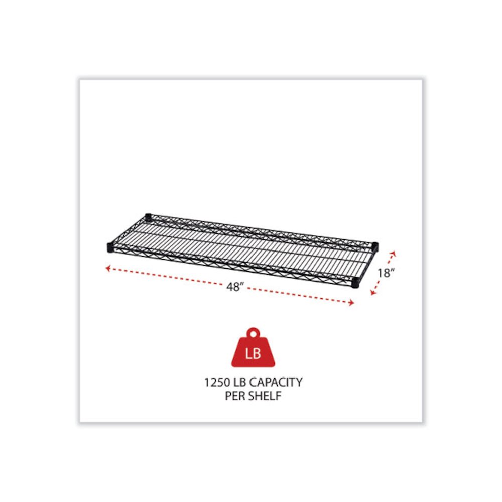 Industrial Wire Shelving Extra Wire Shelves, 48w x 18d, Black, 2 Shelves/Carton. Picture 2