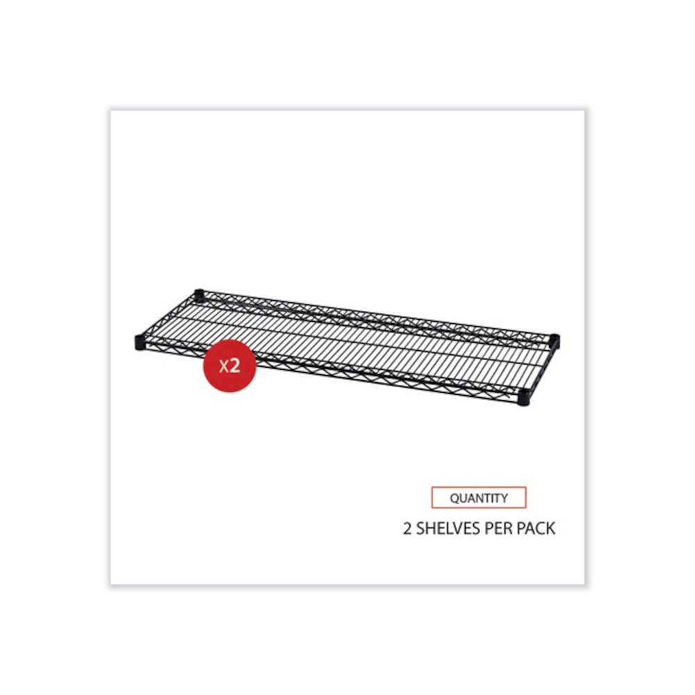 Industrial Wire Shelving Extra Wire Shelves, 48w x 18d, Black, 2 Shelves/Carton. Picture 6