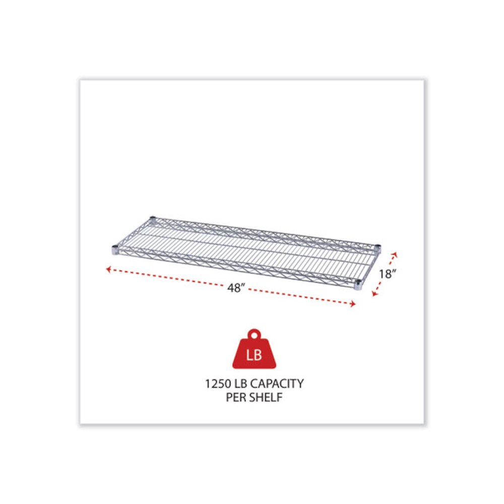 Industrial Wire Shelving Extra Wire Shelves, 48w x 18d, Silver, 2 Shelves/Carton. Picture 2