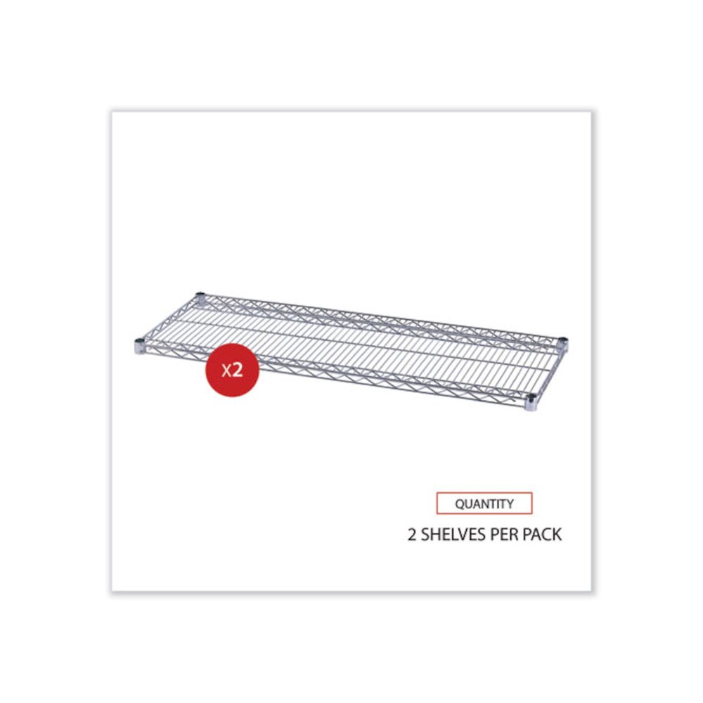 Industrial Wire Shelving Extra Wire Shelves, 48w x 18d, Silver, 2 Shelves/Carton. Picture 6