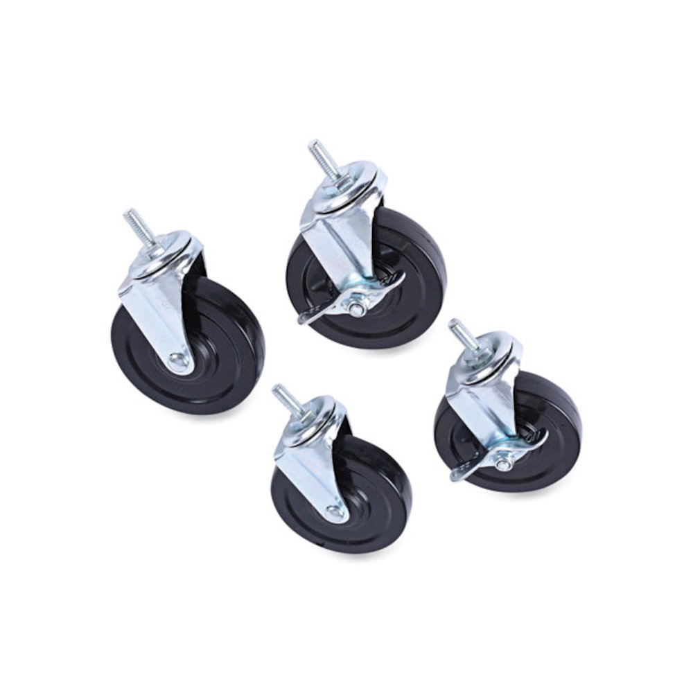 Optional Casters for Wire Shelving, Grip Ring Type K Stem, 4" Wheel, Black/Silver, 4/Set (2 Locking). Picture 1