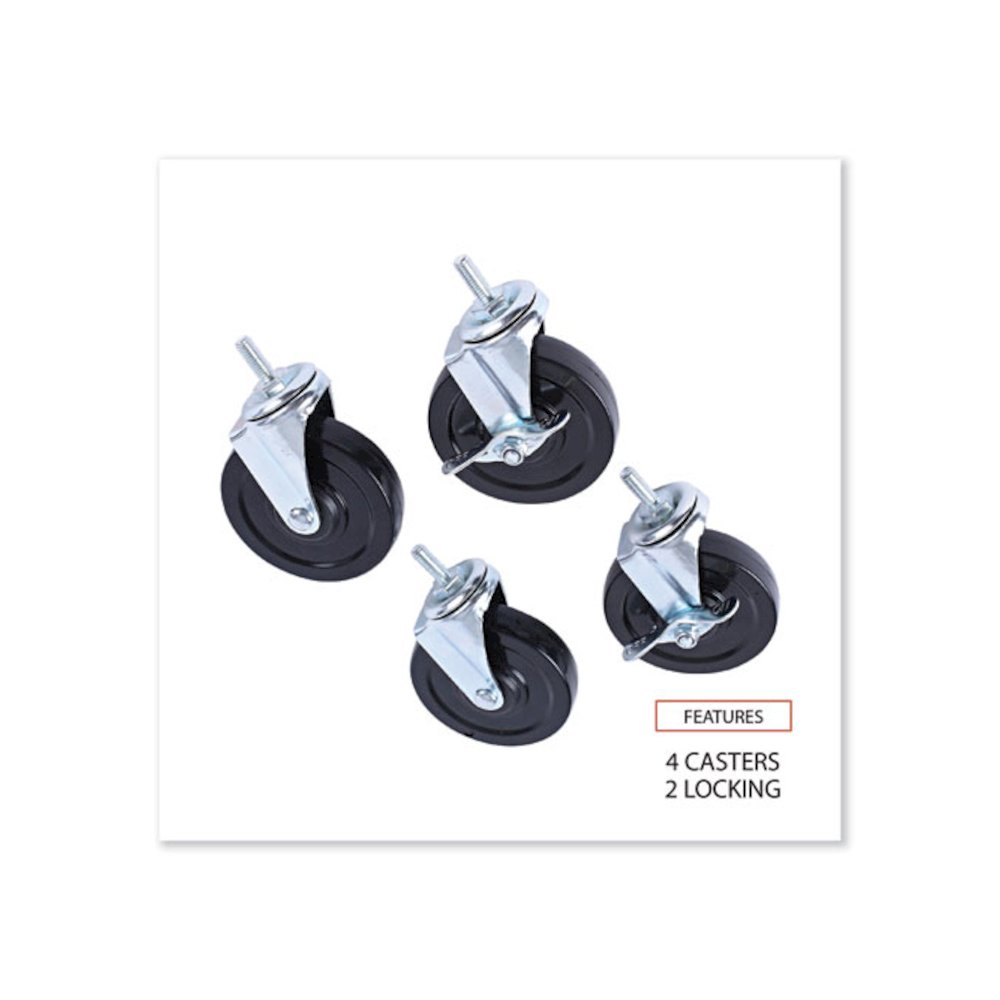 Optional Casters for Wire Shelving, Grip Ring Type K Stem, 4" Wheel, Black/Silver, 4/Set (2 Locking). Picture 3