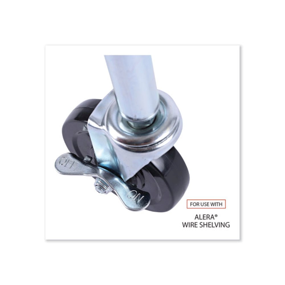 Optional Casters for Wire Shelving, Grip Ring Type K Stem, 4" Wheel, Black/Silver, 4/Set (2 Locking). Picture 4