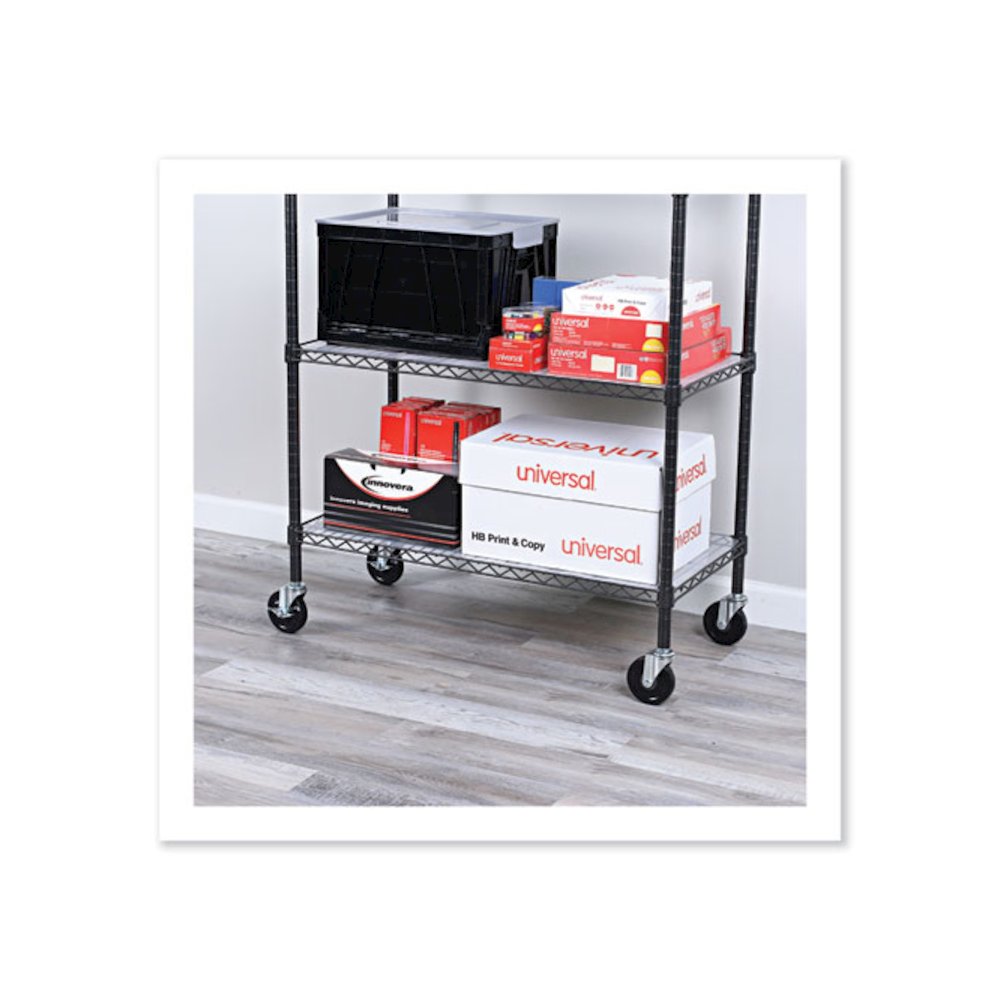 Optional Casters for Wire Shelving, Grip Ring Type K Stem, 4" Wheel, Black/Silver, 4/Set (2 Locking). Picture 5