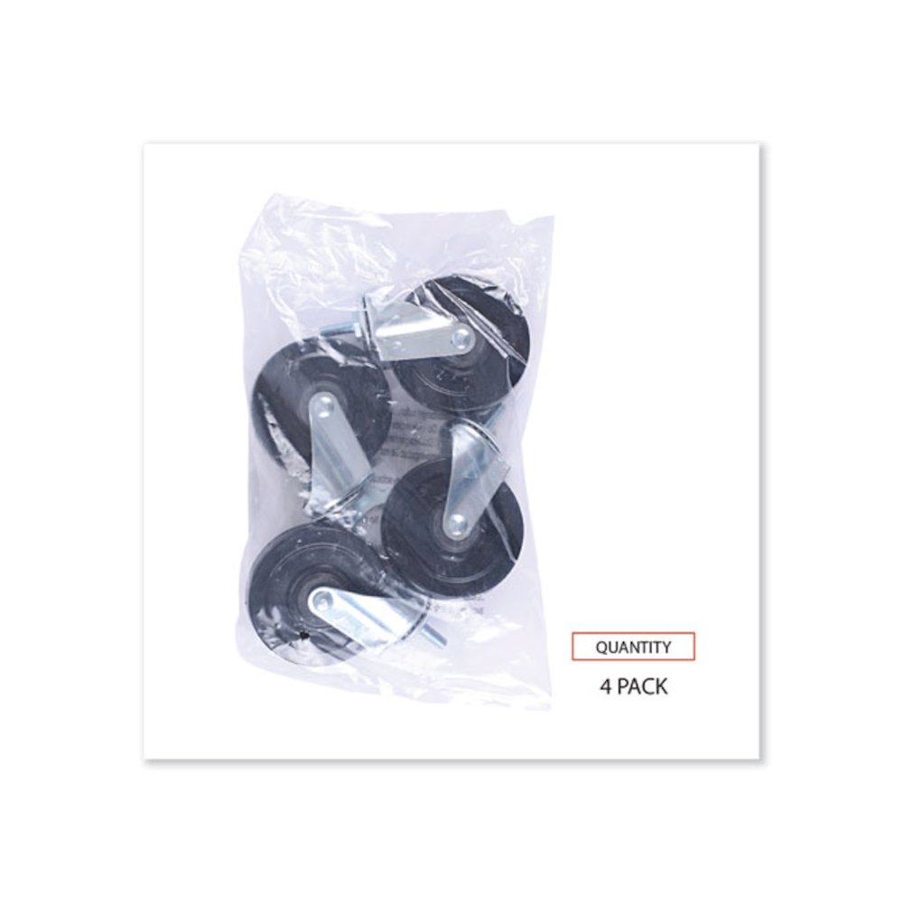 Optional Casters for Wire Shelving, Grip Ring Type K Stem, 4" Wheel, Black/Silver, 4/Set (2 Locking). Picture 6