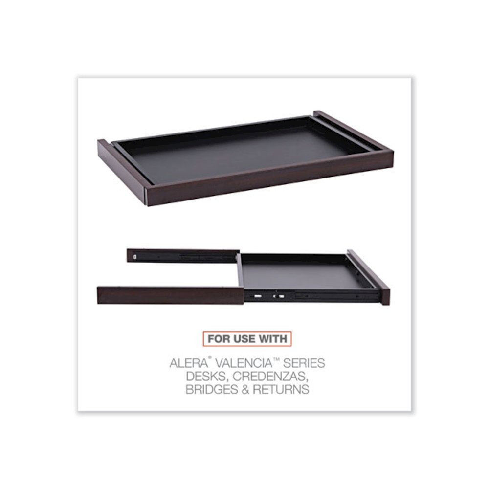 Alera Valencia Series Center Drawer, Laminate, 24.5w x 15d x 2h, Mahogany. Picture 5