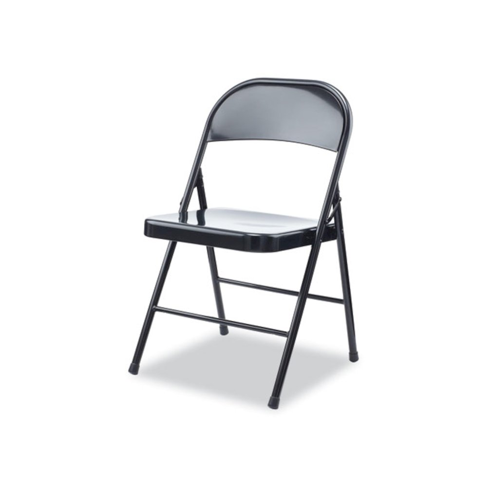 Armless Steel Folding Chair, Supports Up to 275 lb, Black Seat, Black Back, Black Base, 4/Carton. Picture 2