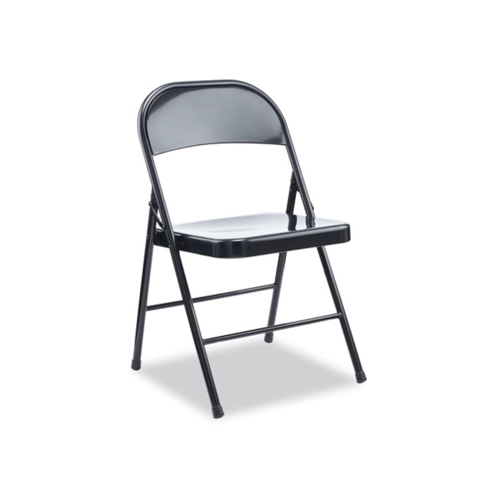 Armless Steel Folding Chair, Supports Up to 275 lb, Black Seat, Black Back, Black Base, 4/Carton. Picture 1