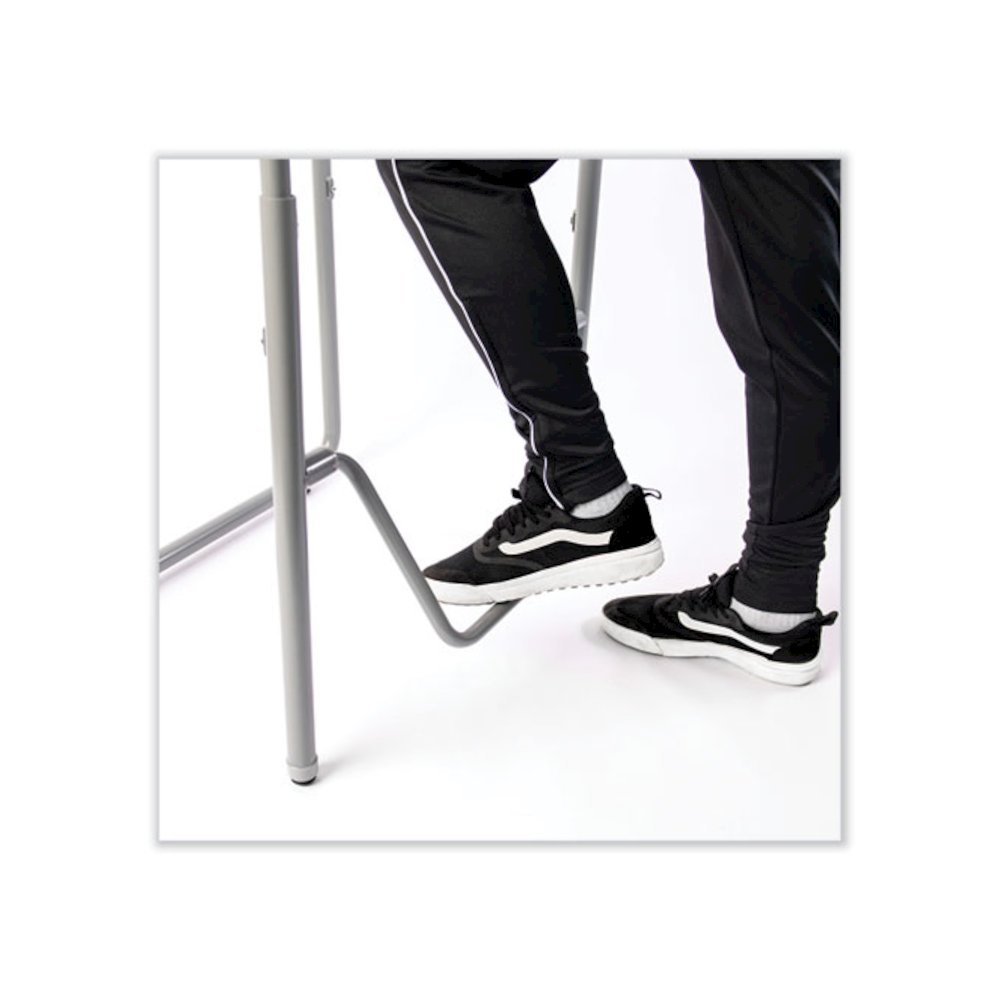 AlphaBetter 2.0 Height-Adjustable Student Desk with Pendulum Bar, 27.75" x 19.75" x 29" to 43", Pebble Gray. Picture 11