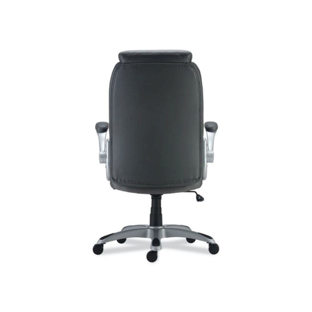 Alera Leithen Bonded Leather Midback Chair, Supports Up to 275 lb, Gray Seat/Back, Silver Base. Picture 5