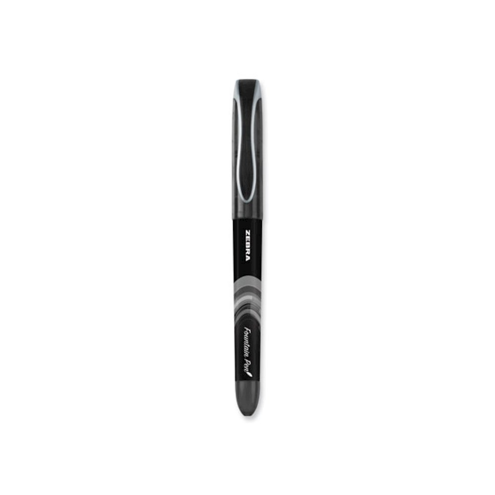 Fountain Pen, Fine 0.6 mm, Black Ink, Black/Gray Barrel, 12/Pack. Picture 2