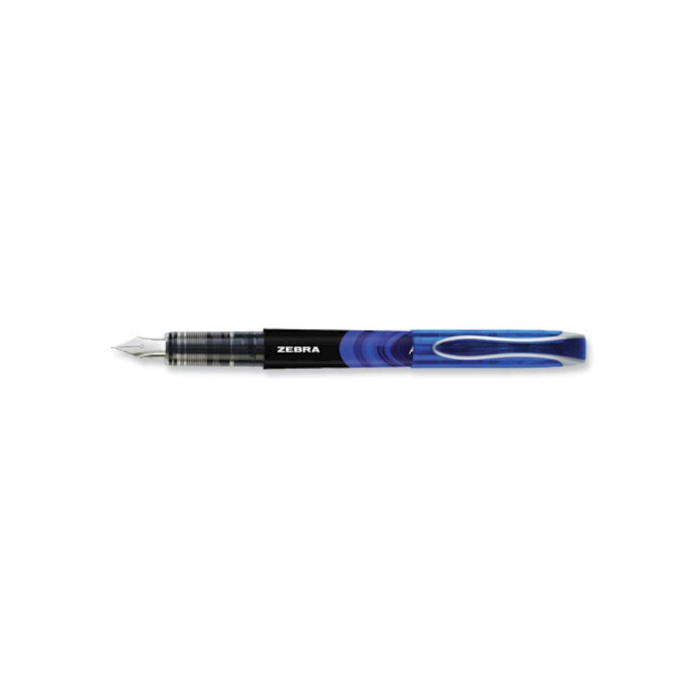Fountain Pen, Fine 0.6 mm, Blue Ink, Black/Blue Barrel, 12/Pack. Picture 3
