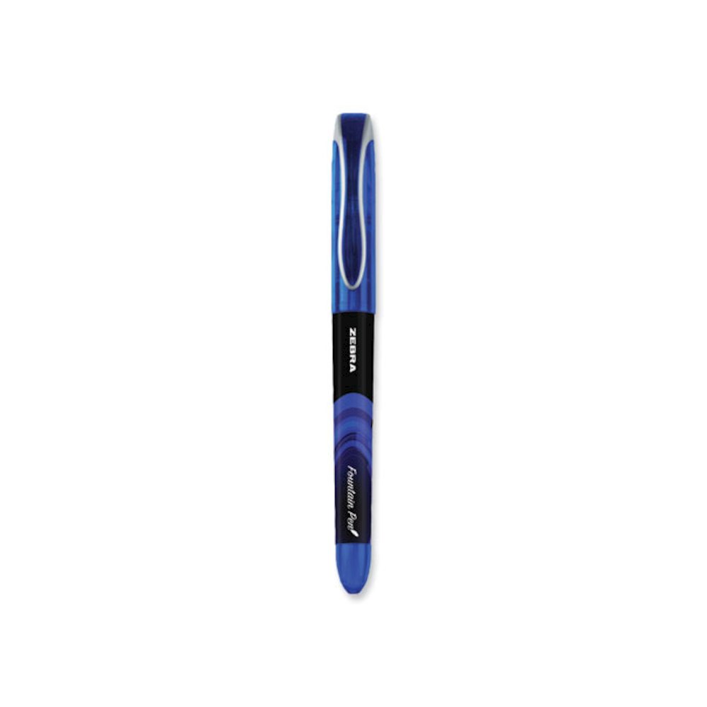 Fountain Pen, Fine 0.6 mm, Blue Ink, Black/Blue Barrel, 12/Pack. Picture 2