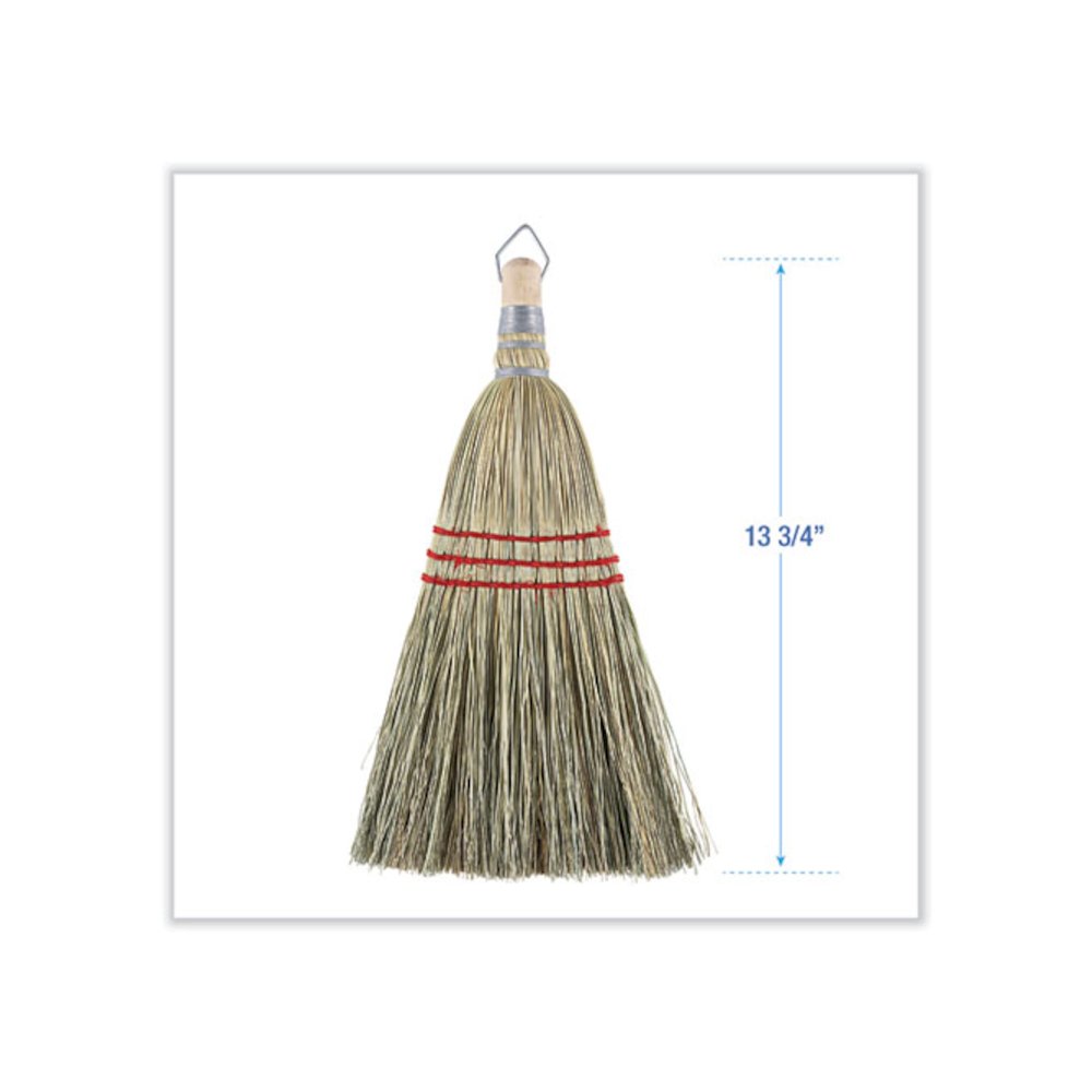Corn Whisk Broom, Corn Fiber Bristles, 9" Bristle Length, Yellow, 12/Carton. Picture 2