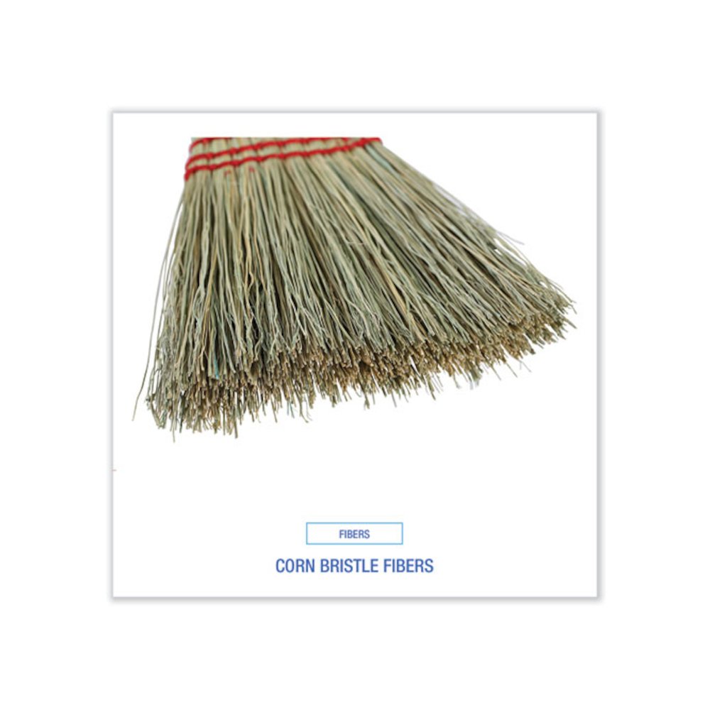 Corn Whisk Broom, Corn Fiber Bristles, 9" Bristle Length, Yellow, 12/Carton. Picture 4
