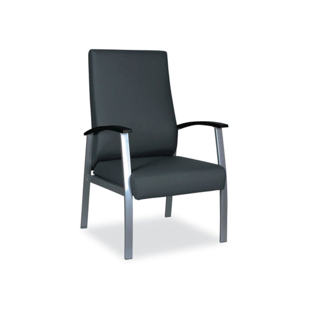 Alera metaLounge Series High-Back Guest Chair, 24.6" x 26.96" x 42.91", Black Seat, Black Back, Silver Base. Picture 1