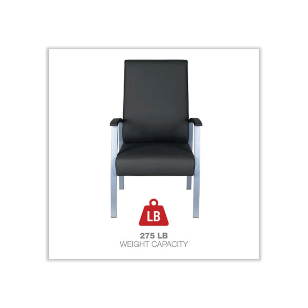 Alera metaLounge Series High-Back Guest Chair, 24.6" x 26.96" x 42.91", Black Seat, Black Back, Silver Base. Picture 4