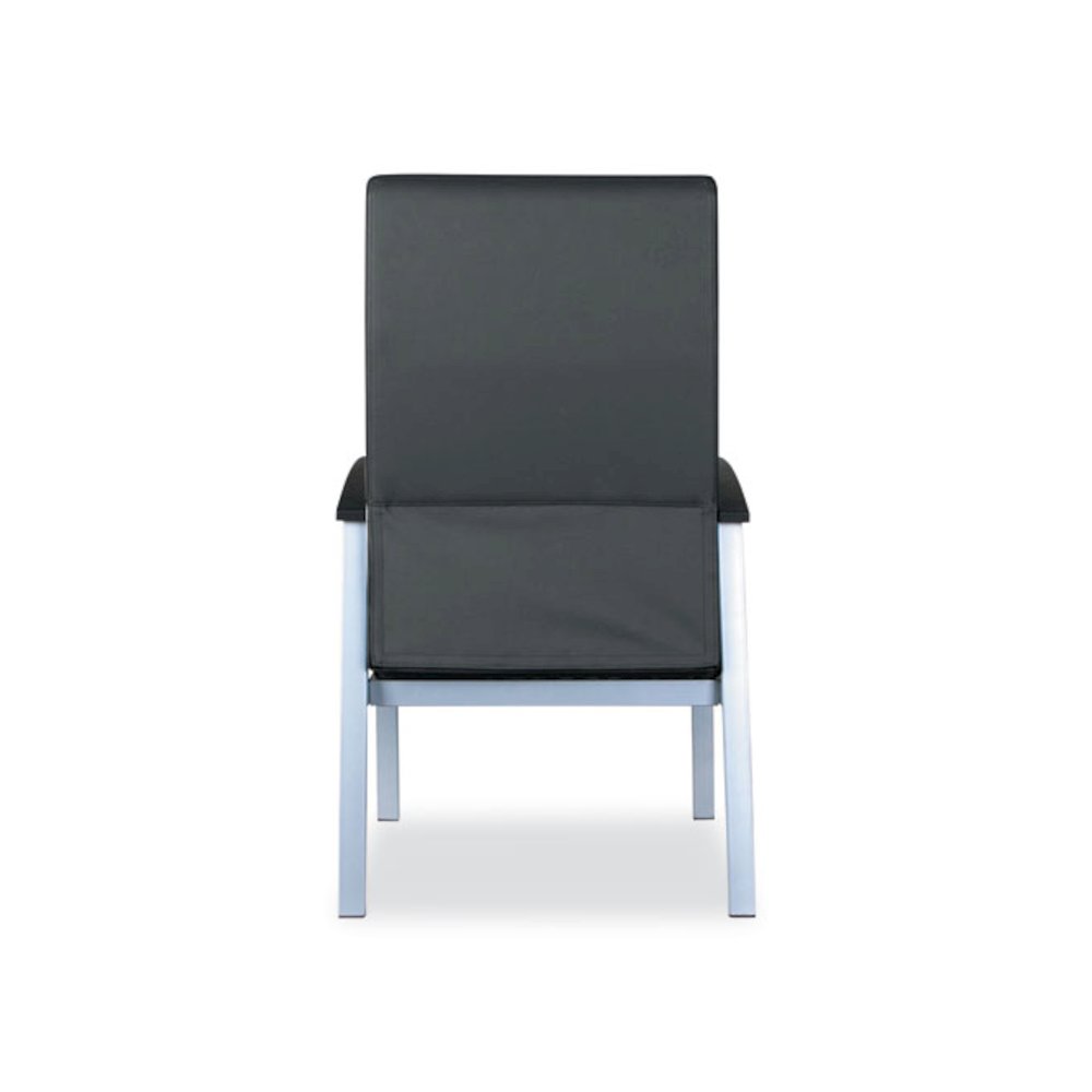 Alera metaLounge Series High-Back Guest Chair, 24.6" x 26.96" x 42.91", Black Seat, Black Back, Silver Base. Picture 5