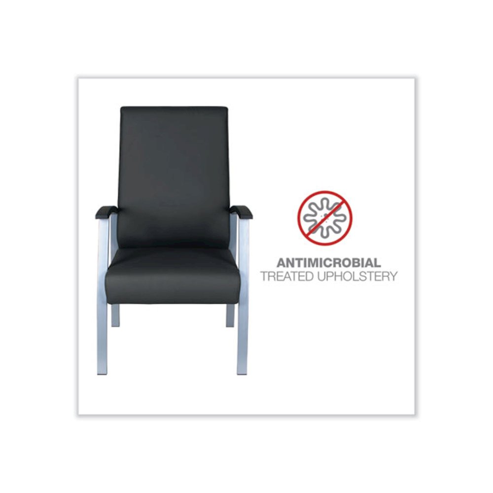 Alera metaLounge Series High-Back Guest Chair, 24.6" x 26.96" x 42.91", Black Seat, Black Back, Silver Base. Picture 6