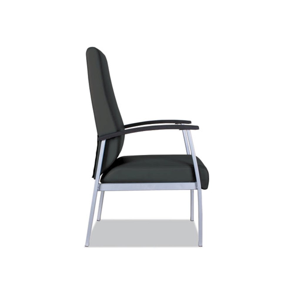Alera metaLounge Series High-Back Guest Chair, 24.6" x 26.96" x 42.91", Black Seat, Black Back, Silver Base. Picture 9
