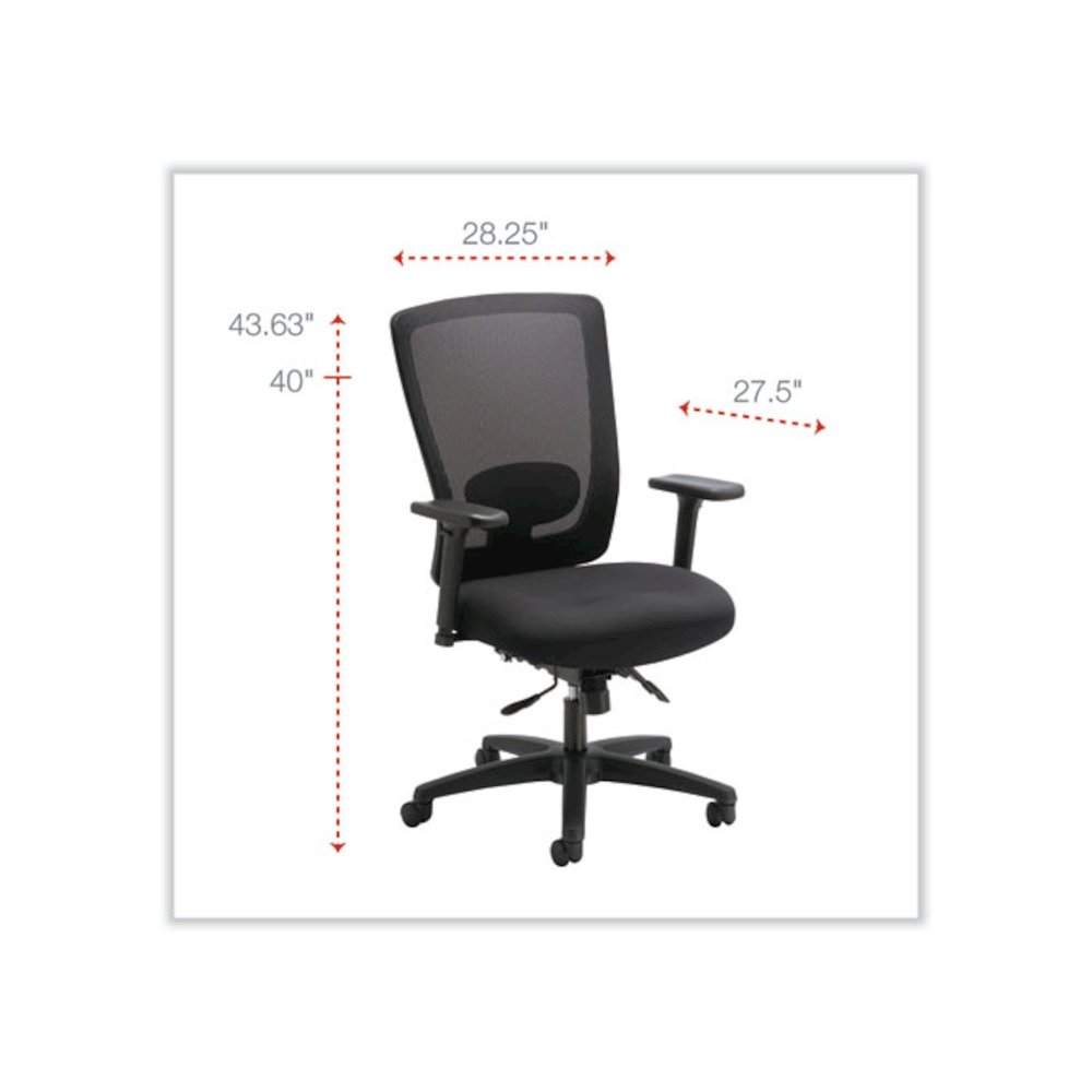 Alera Envy Series Mesh Mid-Back Multifunction Chair, Supports Up to 250 lb, 17" to 21.5" Seat Height, Black. Picture 2