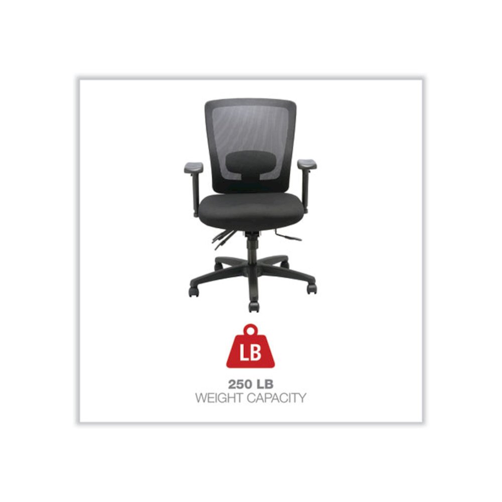 Alera Envy Series Mesh Mid-Back Multifunction Chair, Supports Up to 250 lb, 17" to 21.5" Seat Height, Black. Picture 5